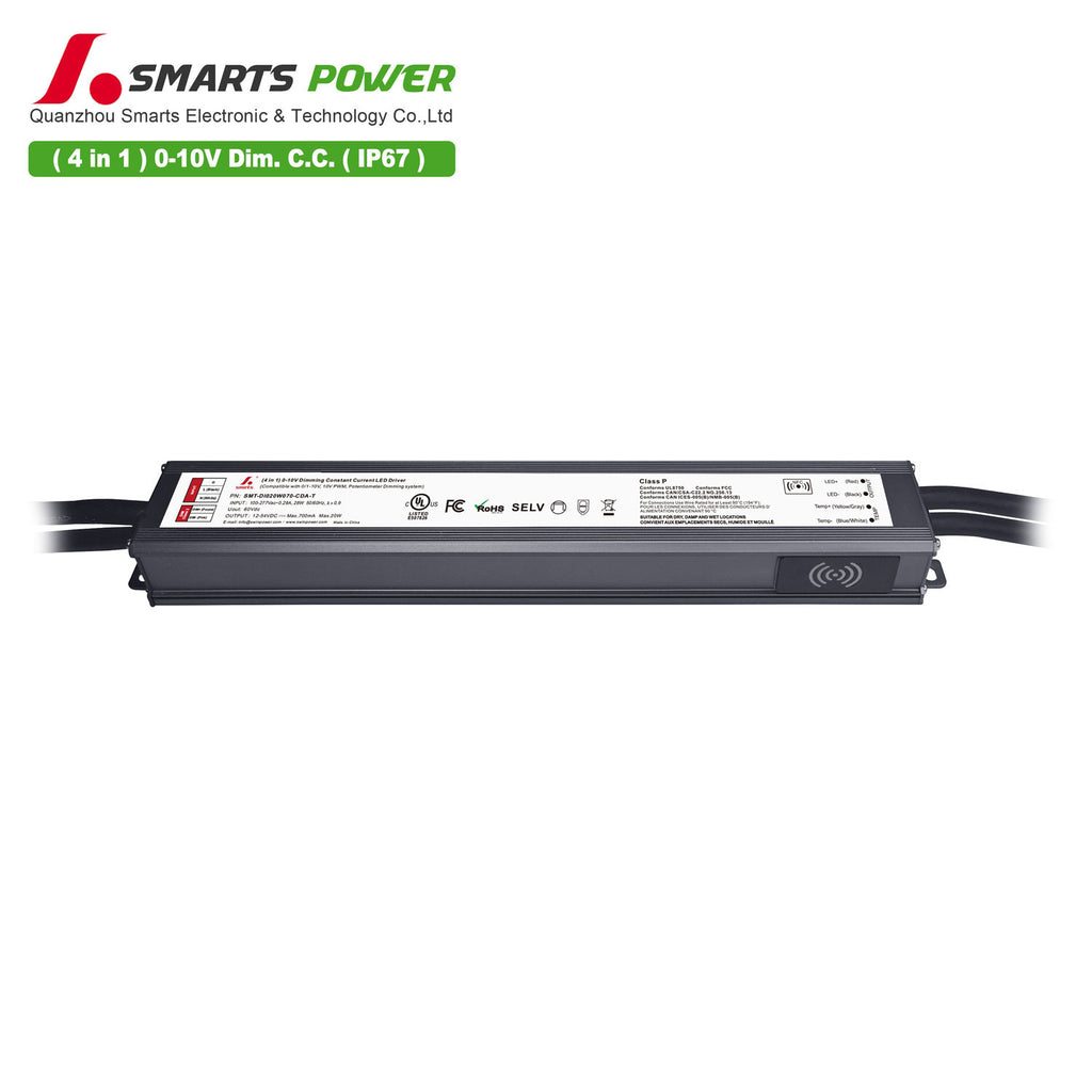 0-10V Dimmable Intelligent CC LED Driver 20W 70-700mA (IP67)