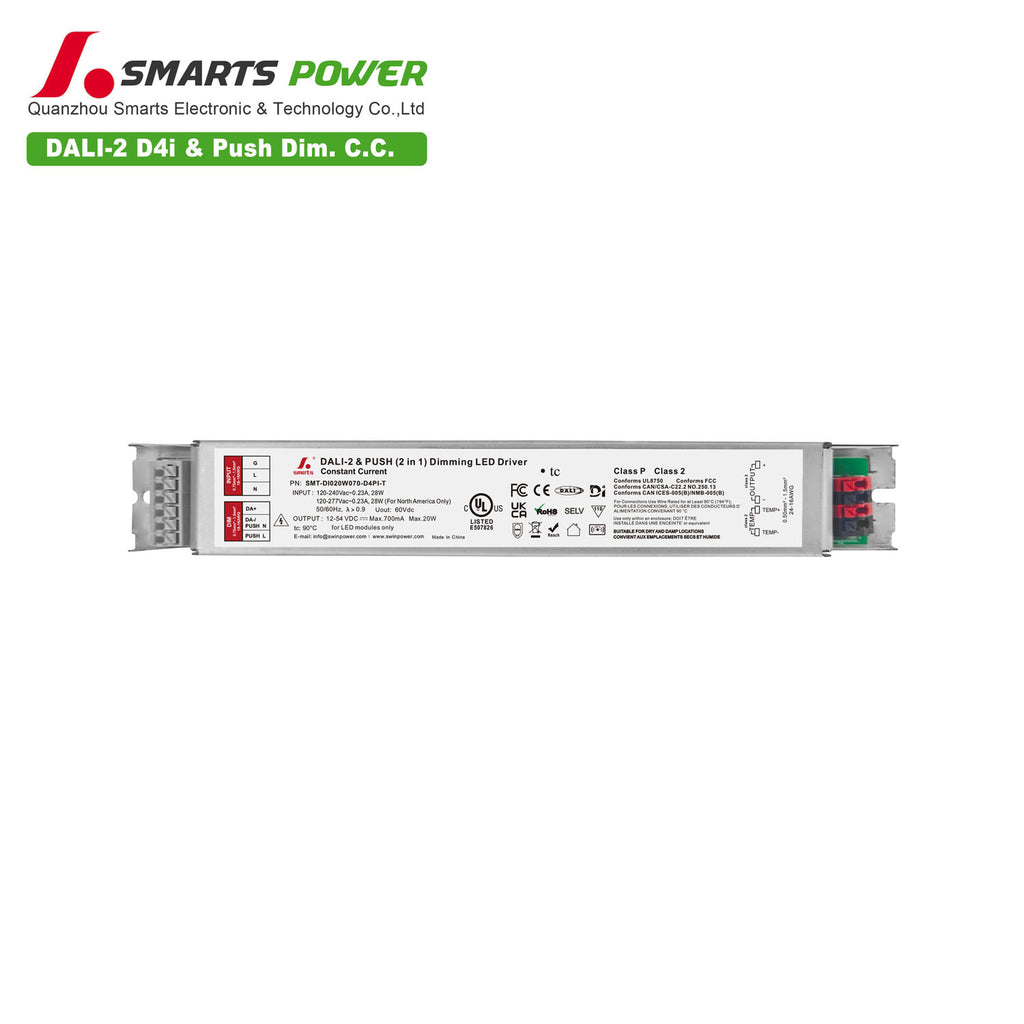 DALI-2 D4i&PUSH Intelligent CC LED Driver 20W 70-700mA (Metal housing)