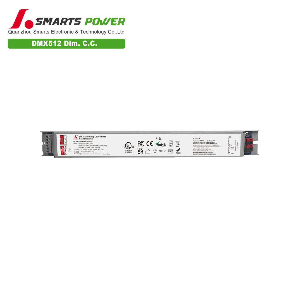 DMX512 Dimmable Intelligent CC LED Driver 40W 70-700mA (Metal housing)