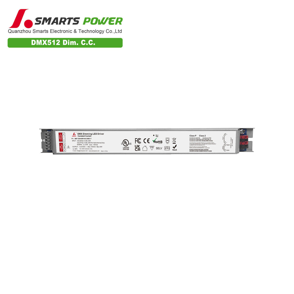DMX512 Dimmable Intelligent CC LED Driver 40W 140-1400mA (Metal housing)