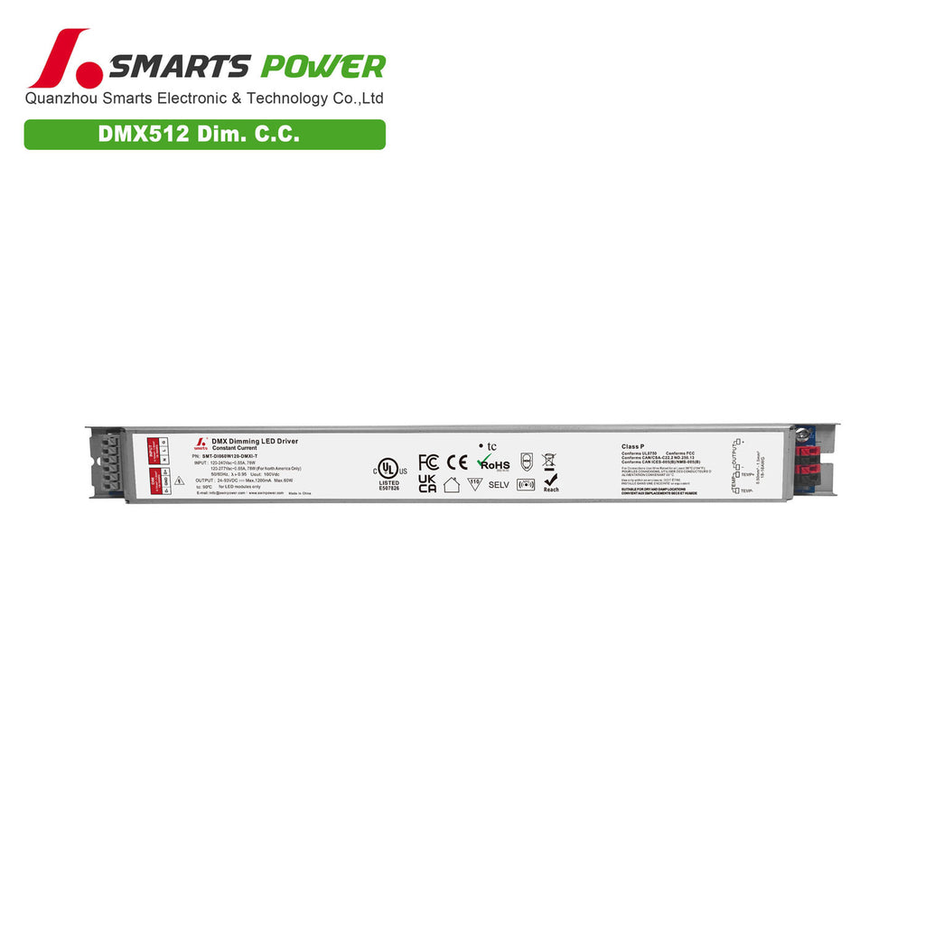 DMX512 Dimmable Intelligent CC LED Driver 60W 120-1200mA (Metal housing)