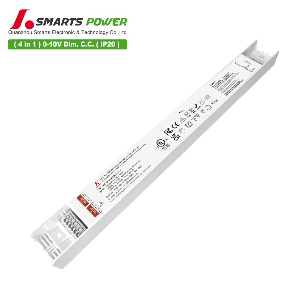0-10V Dimmable Intelligent CC LED Driver 100W 210-2100mA (IP20)