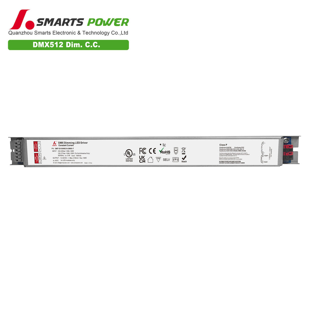 DMX512 Dimmable Intelligent CC LED Driver 100W 210-2100mA (Metal housing)