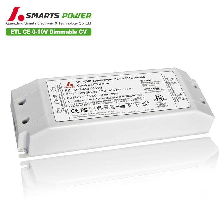 30W 12VDC Class 2 Triac/0-10V Dimmable LED Driver MD-012-030VTDHV2