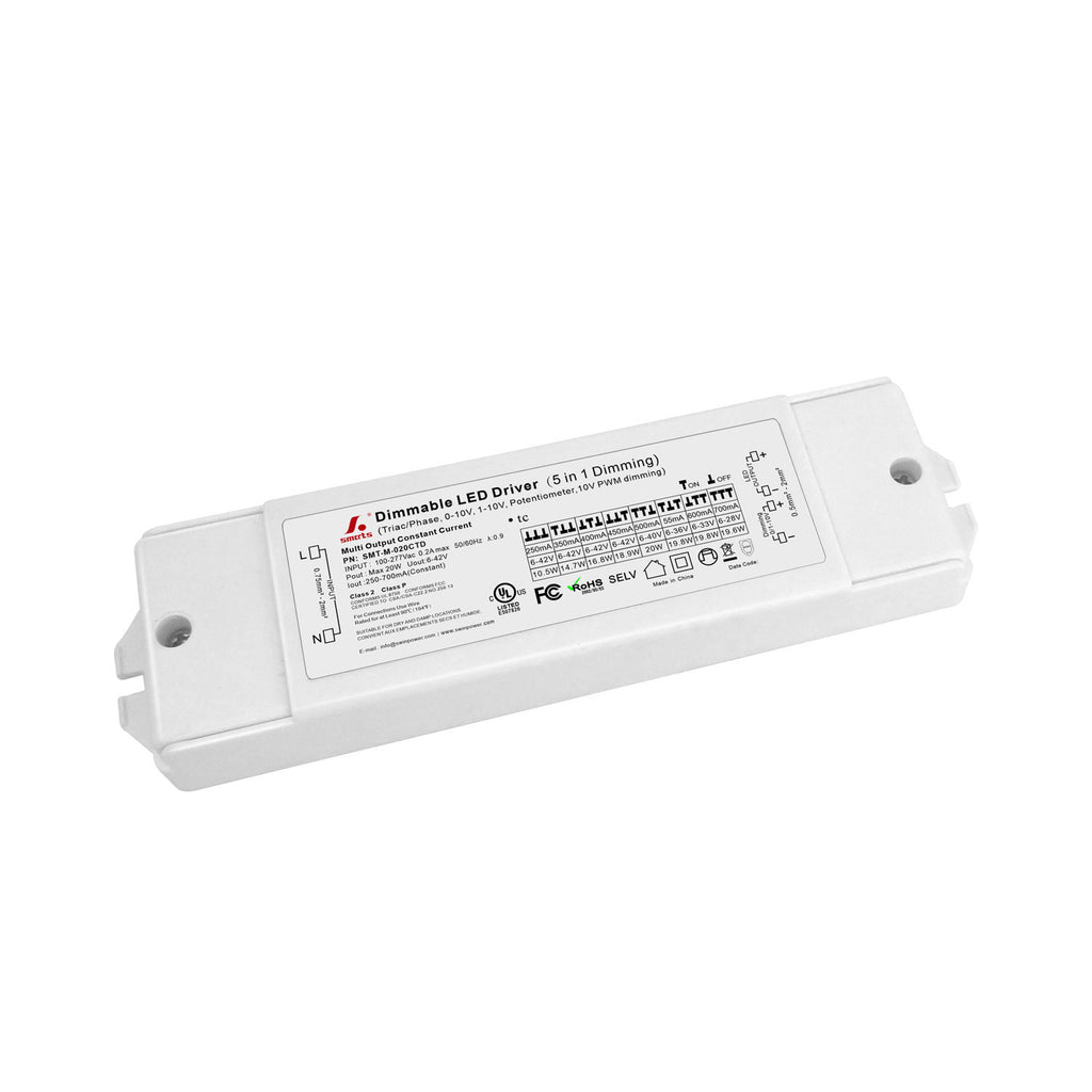 250mA-700mA 5 in 1 dimmable constant current 20w led driver price ...